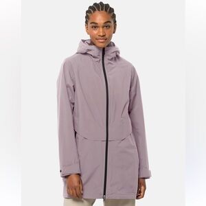 Jack Wolfskin Mainkai Long Jacket Womens M Waterproof Purple Rain Coat EUC